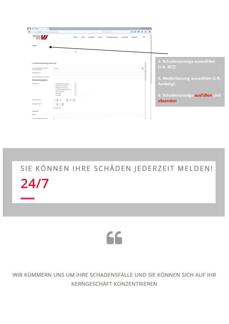 SCHADEN MELDEN - Online-Schadenanzeigen | WIASS